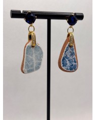 PENDIENTES ARTESANOS DE AZULEJOS DEL MAR DESGASTADOS