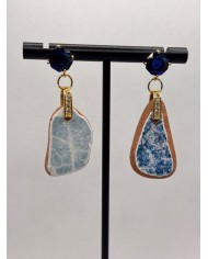 PENDIENTES ARTESANOS DE AZULEJOS DEL MAR DESGASTADOS