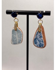 PENDIENTES ARTESANOS DE AZULEJOS DEL MAR DESGASTADOS