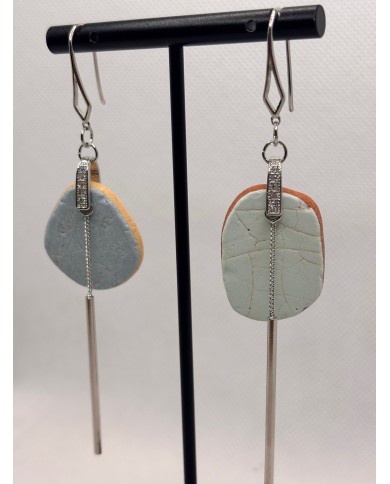 PENDIENTES ARTESANOS DE AZULEJOS DESGASTADOS POR EL  MAR