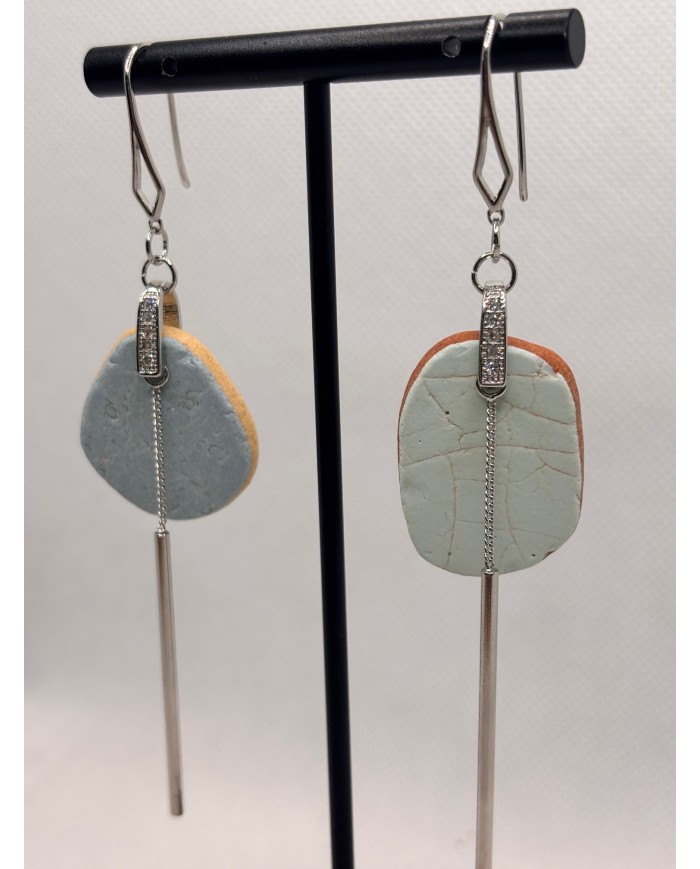 PENDIENTES ARTESANOS DE AZULEJOS DESGASTADOS POR EL  MAR