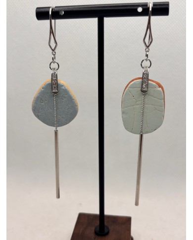 PENDIENTES ARTESANOS DE AZULEJOS DESGASTADOS POR EL  MAR