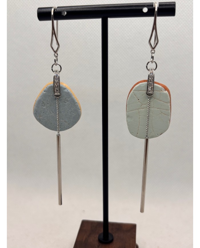 PENDIENTES ARTESANOS DE AZULEJOS DESGASTADOS POR EL  MAR