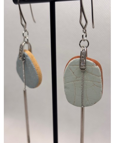 PENDIENTES ARTESANOS DE AZULEJOS DESGASTADOS POR EL  MAR