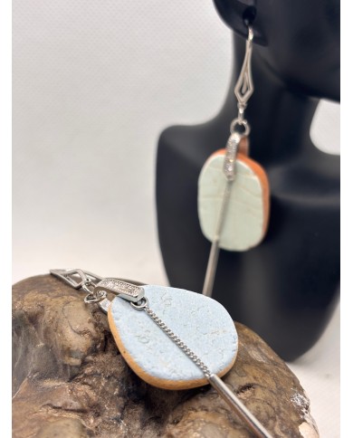 PENDIENTES ARTESANOS DE AZULEJOS DESGASTADOS POR EL  MAR