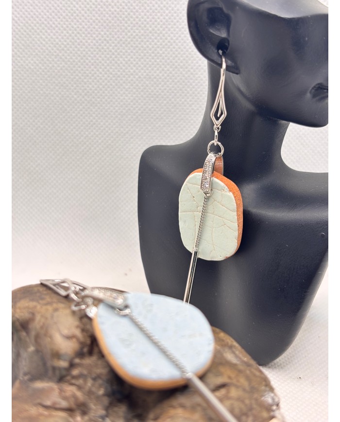 PENDIENTES ARTESANOS DE AZULEJOS DESGASTADOS POR EL  MAR