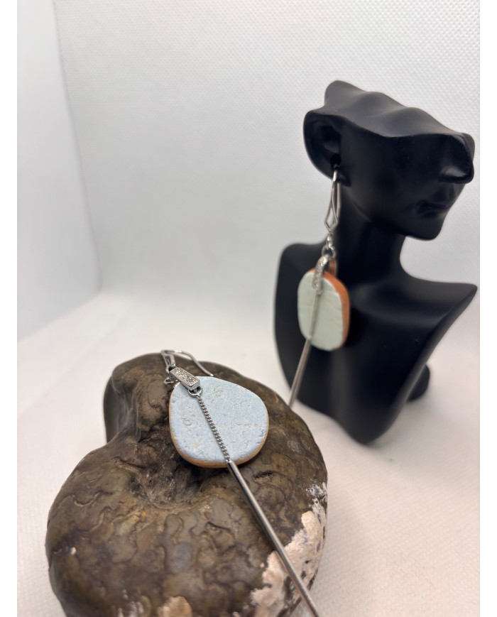 PENDIENTES ARTESANOS DE AZULEJOS DESGASTADOS POR EL  MAR