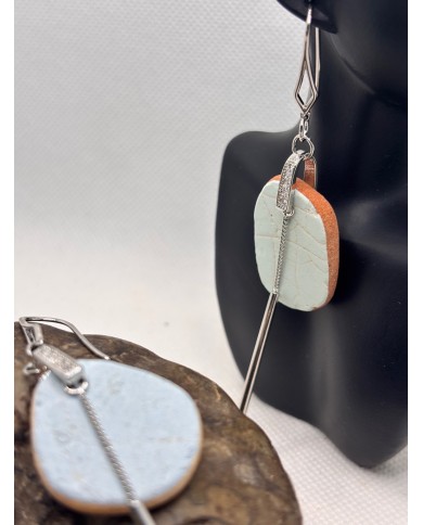 PENDIENTES ARTESANOS DE AZULEJOS DESGASTADOS POR EL  MAR