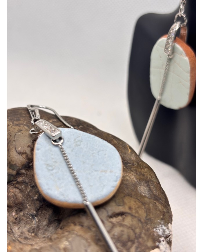 PENDIENTES ARTESANOS DE AZULEJOS DESGASTADOS POR EL  MAR