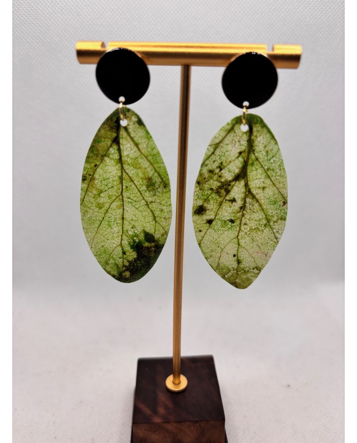 PENDIENTES ARTESANOS DE HOJA NATURAL ESQUELETIZADA