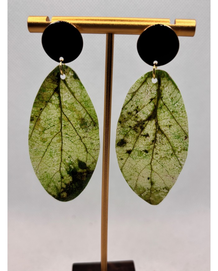 PENDIENTES ARTESANOS DE HOJA NATURAL ESQUELETIZADA