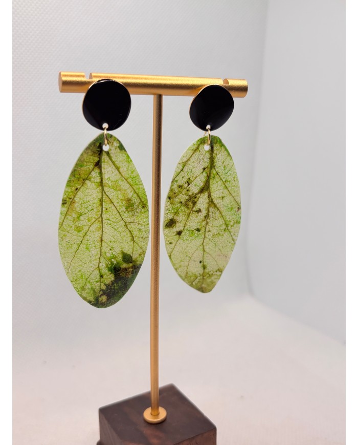 PENDIENTES ARTESANOS DE HOJA NATURAL ESQUELETIZADA