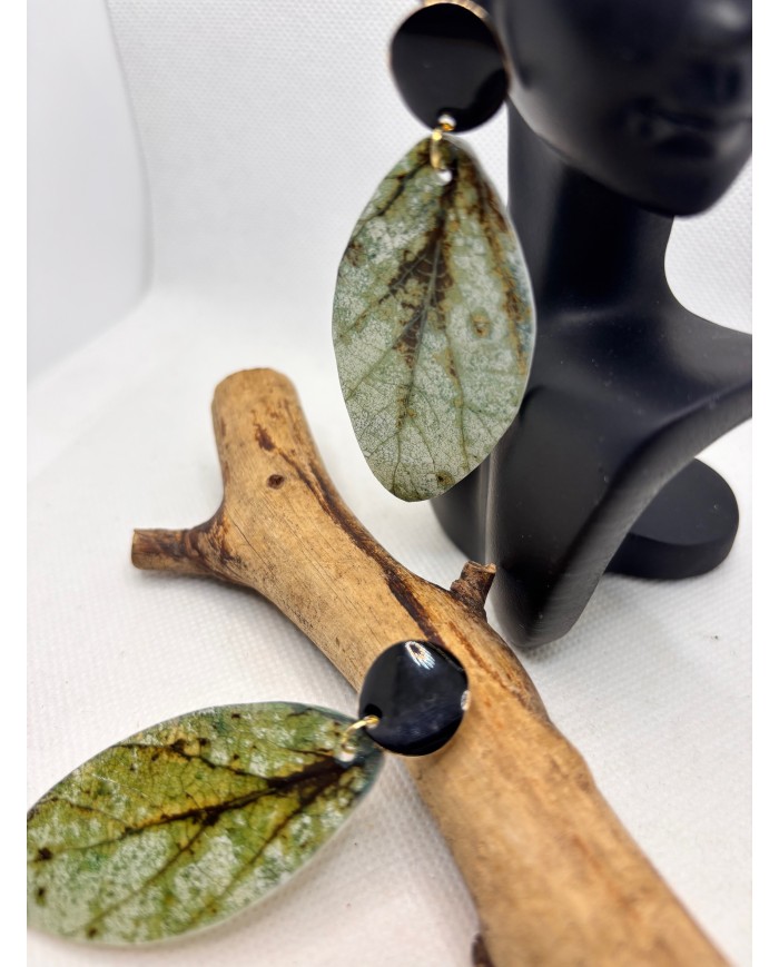 PENDIENTES ARTESANALES DE HOJA NATURAL