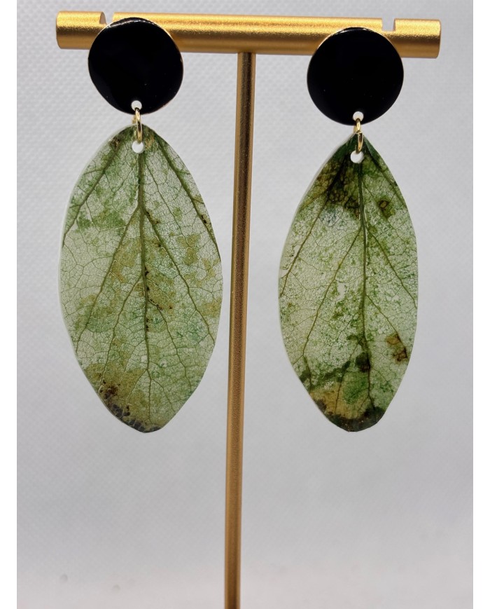 PENDIENTES ARTESANALES DE HOJA NATURAL ESQUELETIZADA