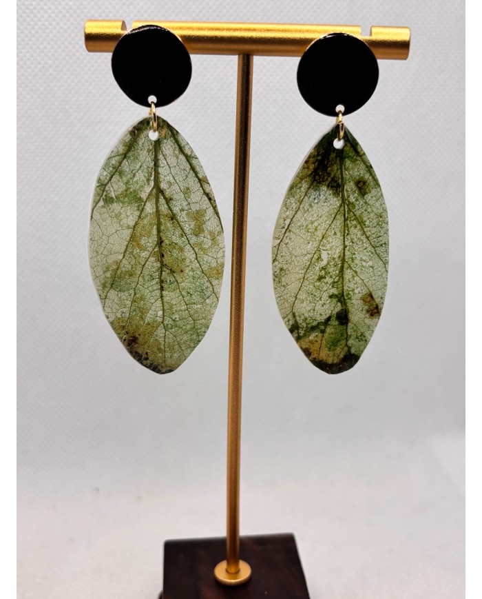 PENDIENTES ARTESANALES DE HOJA NATURAL ESQUELETIZADA