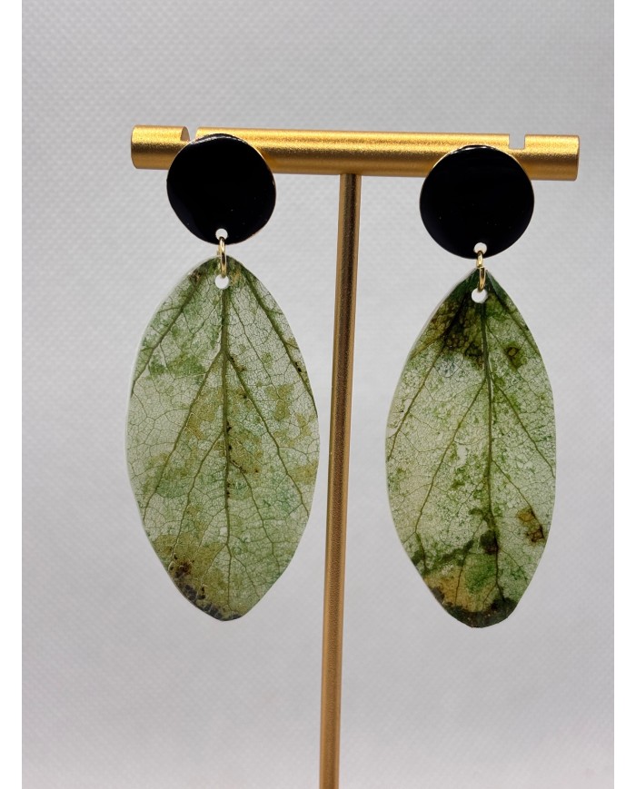 PENDIENTES ARTESANALES DE HOJA NATURAL ESQUELETIZADA