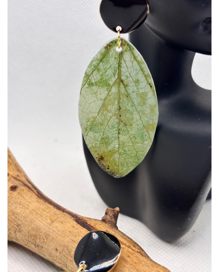 PENDIENTES ARTESANALES DE HOJA NATURAL ESQUELETIZADA