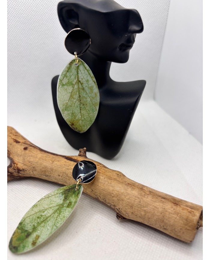 PENDIENTES ARTESANALES DE HOJA NATURAL ESQUELETIZADA