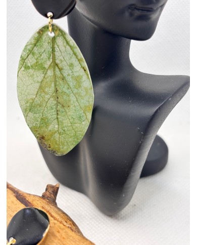PENDIENTES ARTESANALES DE HOJA NATURAL ESQUELETIZADA
