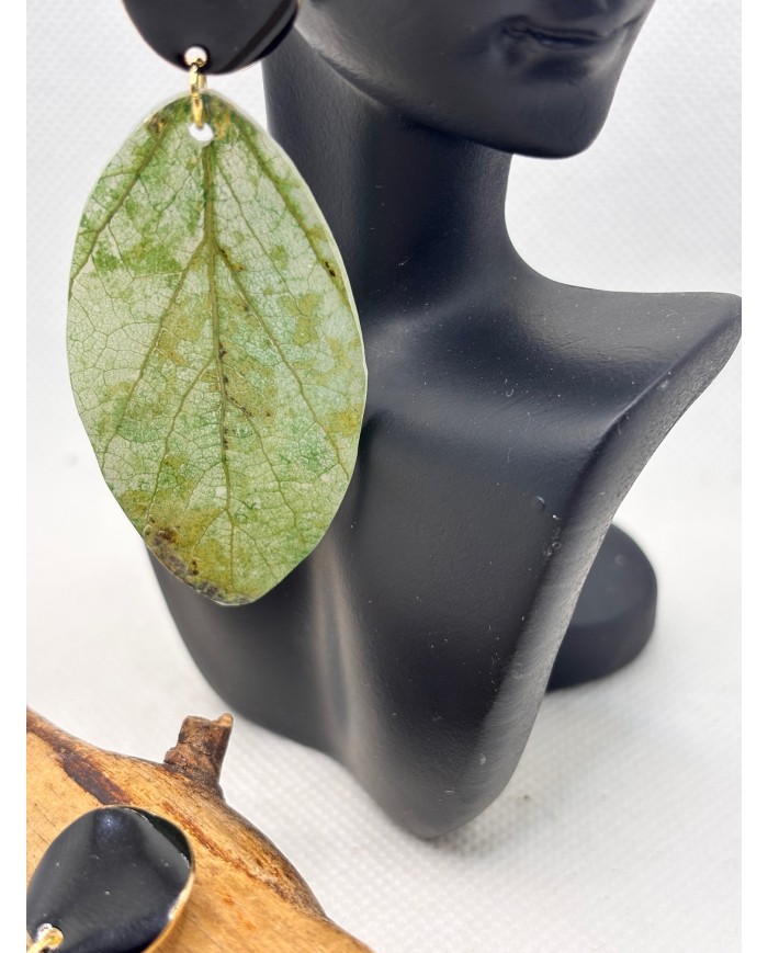 PENDIENTES ARTESANALES DE HOJA NATURAL ESQUELETIZADA