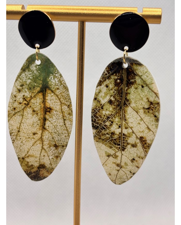 PENDIENTES ARTESANOS DE HOJA NATURAL ESQUELETIZADA