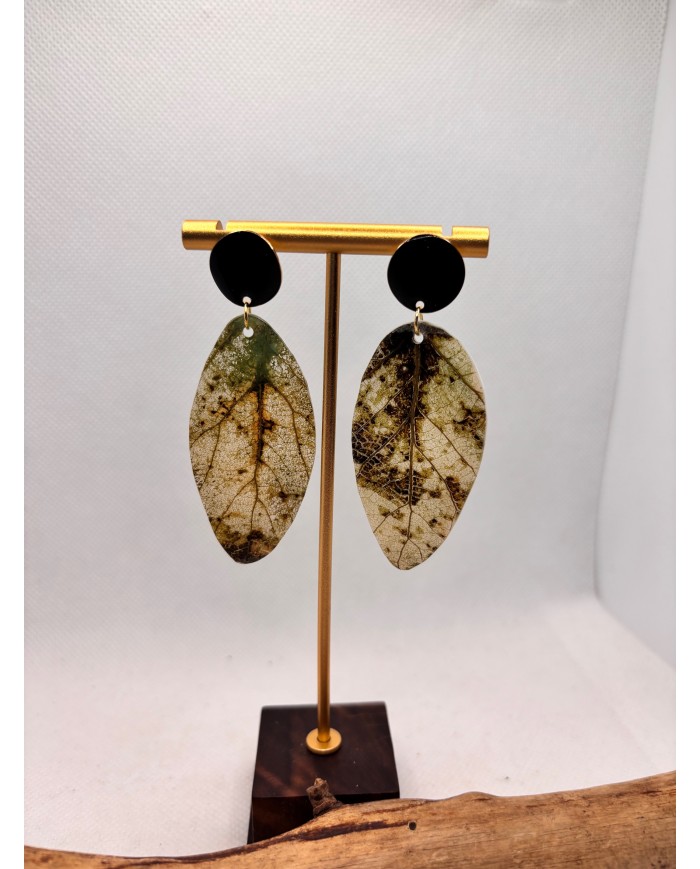 PENDIENTES ARTESANOS DE HOJA NATURAL ESQUELETIZADA