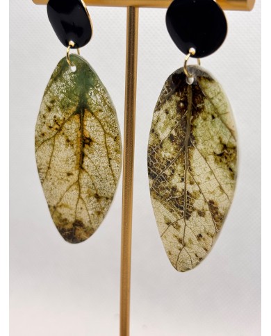 PENDIENTES ARTESANOS DE HOJA NATURAL ESQUELETIZADA