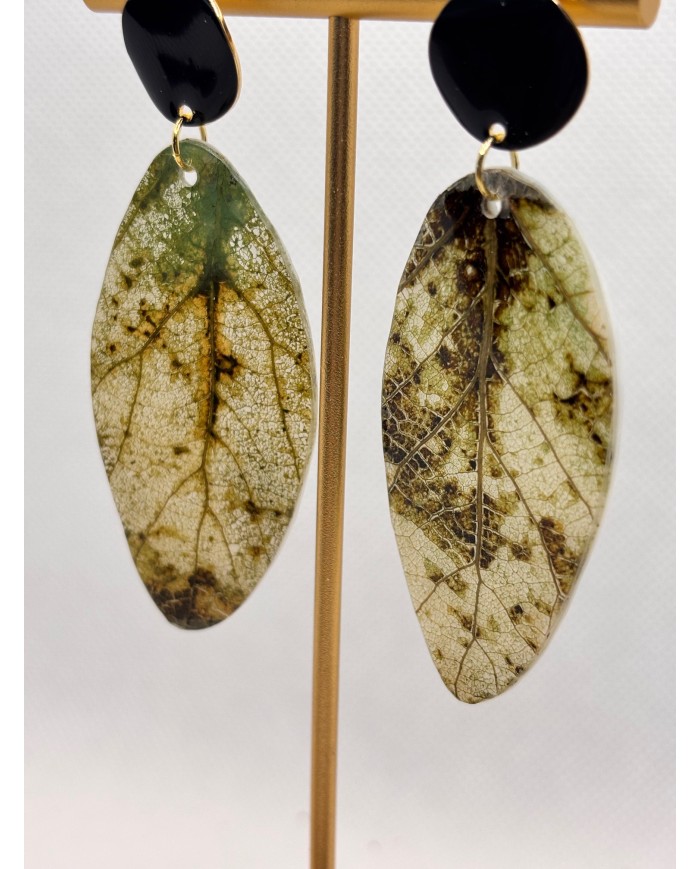 PENDIENTES ARTESANOS DE HOJA NATURAL ESQUELETIZADA