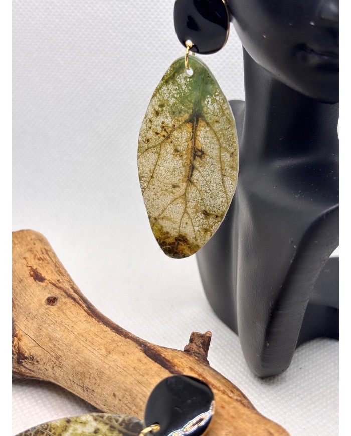 PENDIENTES ARTESANOS DE HOJA NATURAL ESQUELETIZADA