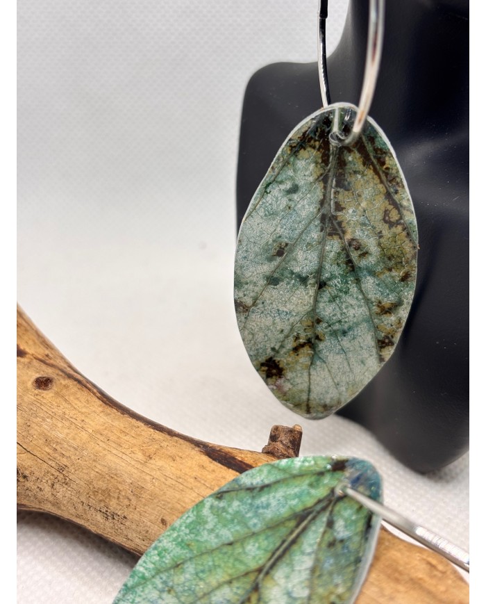 PENDIENTES ARTESANOS DE HOJA NATURAL ESQUELETIZADA