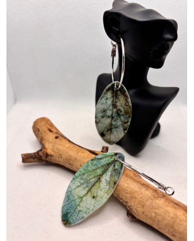PENDIENTES ARTESANOS DE HOJA NATURAL ESQUELETIZADA