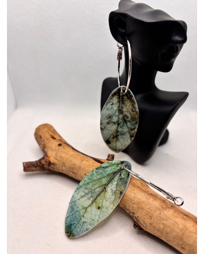 PENDIENTES ARTESANOS DE HOJA NATURAL ESQUELETIZADA
