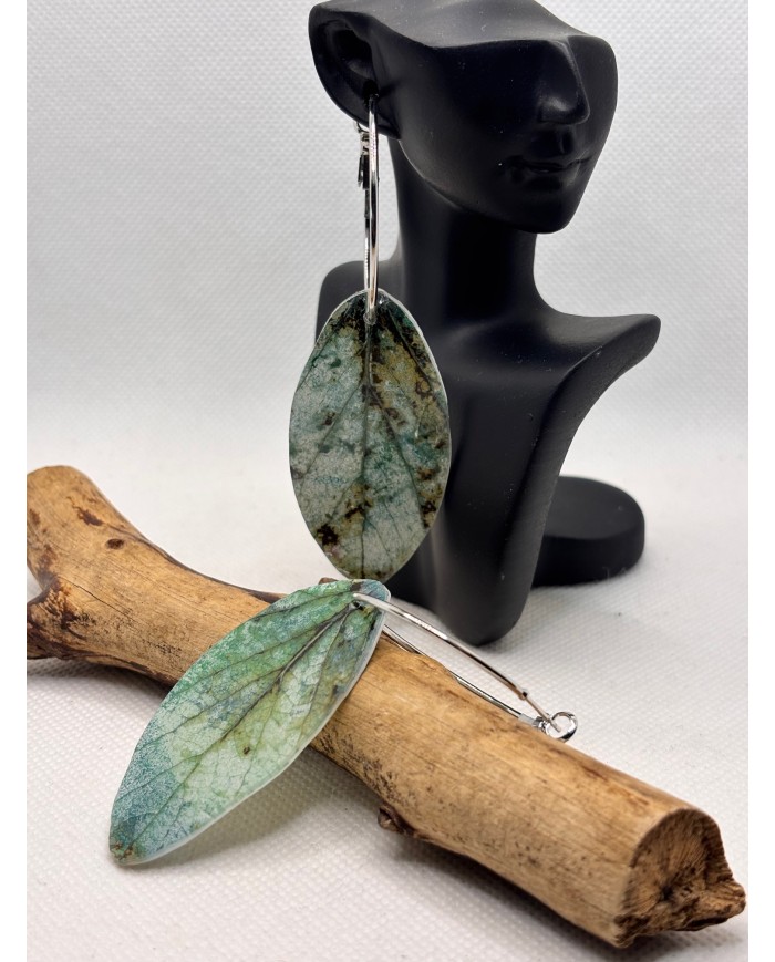 PENDIENTES ARTESANOS DE HOJA NATURAL ESQUELETIZADA