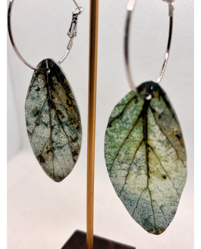 PENDIENTES ARTESANOS DE HOJA NATURAL ESQUELETIZADA
