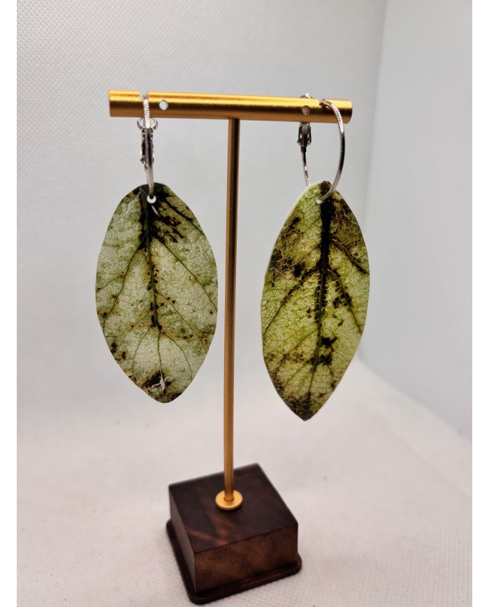 PENDIENTES ARTESANOS DE  HOJA NATURAL ESQUELETIZADA