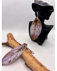 PENDIENTES ARTESANOS DE HOJA NATURAL ESQUELETIZADA
