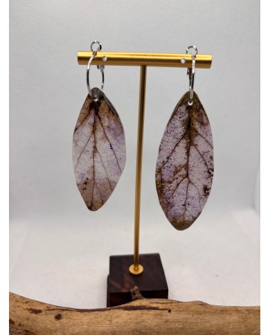 PENDIENTES ARTESANOS DE HOJA NATURAL ESQUELETIZADA