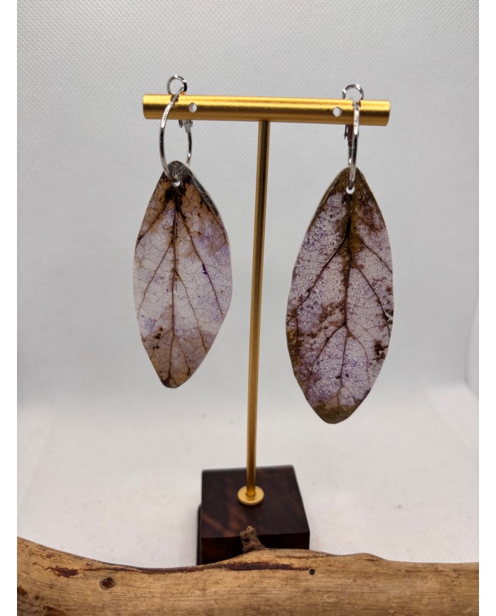 PENDIENTES ARTESANOS DE HOJA NATURAL ESQUELETIZADA