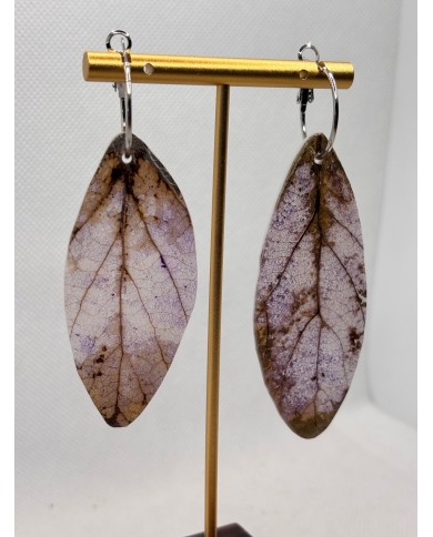 PENDIENTES ARTESANOS DE HOJA NATURAL ESQUELETIZADA