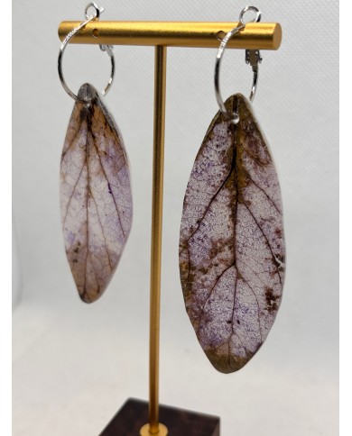 PENDIENTES ARTESANOS DE HOJA NATURAL ESQUELETIZADA