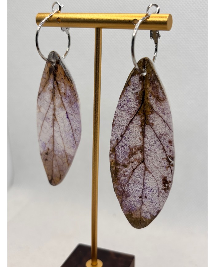 PENDIENTES ARTESANOS DE HOJA NATURAL ESQUELETIZADA