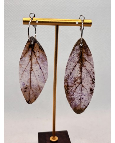 PENDIENTES ARTESANOS DE HOJA NATURAL ESQUELETIZADA