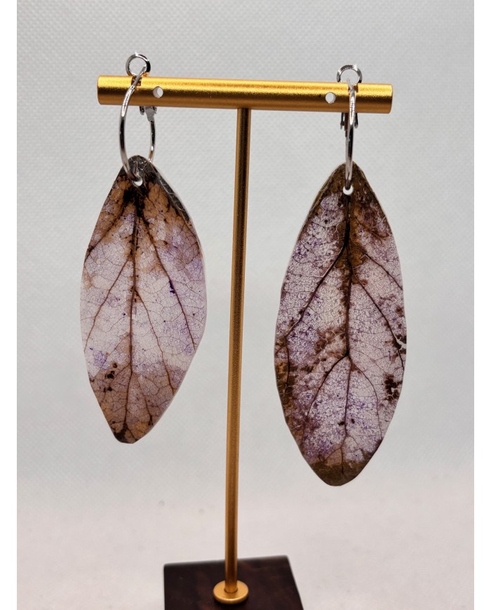 PENDIENTES ARTESANOS DE HOJA NATURAL ESQUELETIZADA