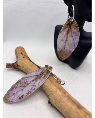 PENDIENTES ARTESANOS DE HOJA NATURAL ESQUELETIZADA