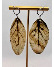 PENDIENTES ARTESANALES DE HOJA NATURAL ESQUELETIZADA