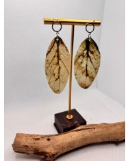 PENDIENTES ARTESANALES DE HOJA NATURAL ESQUELETIZADA