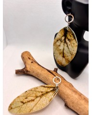 PENDIENTES ARTESANALES DE HOJA NATURAL ESQUELETIZADA