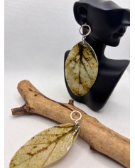 PENDIENTES ARTESANALES DE HOJA NATURAL ESQUELETIZADA