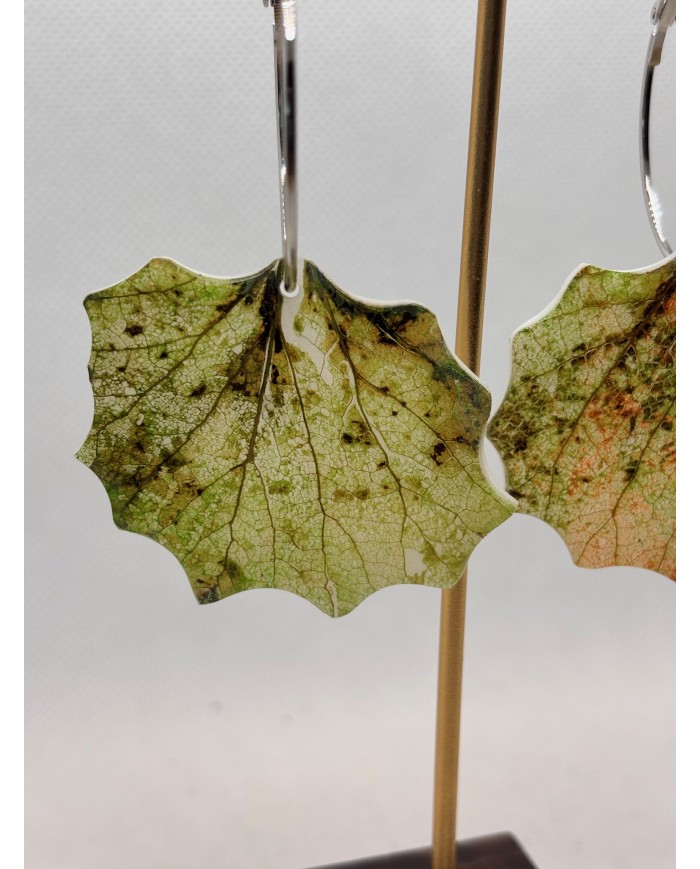 PENDIENTES ARTESANALES DE HOJA NATURAL DE ÁLAMO