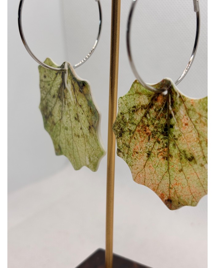 PENDIENTES ARTESANALES DE HOJA NATURAL DE ÁLAMO